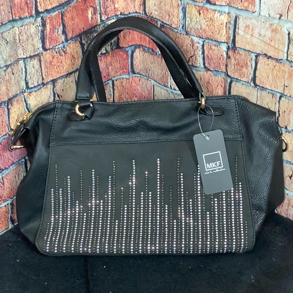 NWT MKF  Women’s Black Rhinestone Satchel - Picture 9 of 10